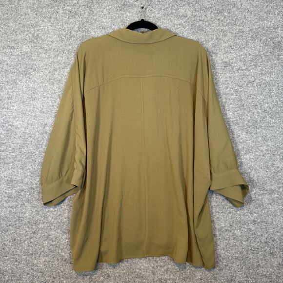 J.Jill Shirt Womens 3X XXXL Green Button Up Flowy Bohemian Plus Size Blouse - Picture 9 of 10